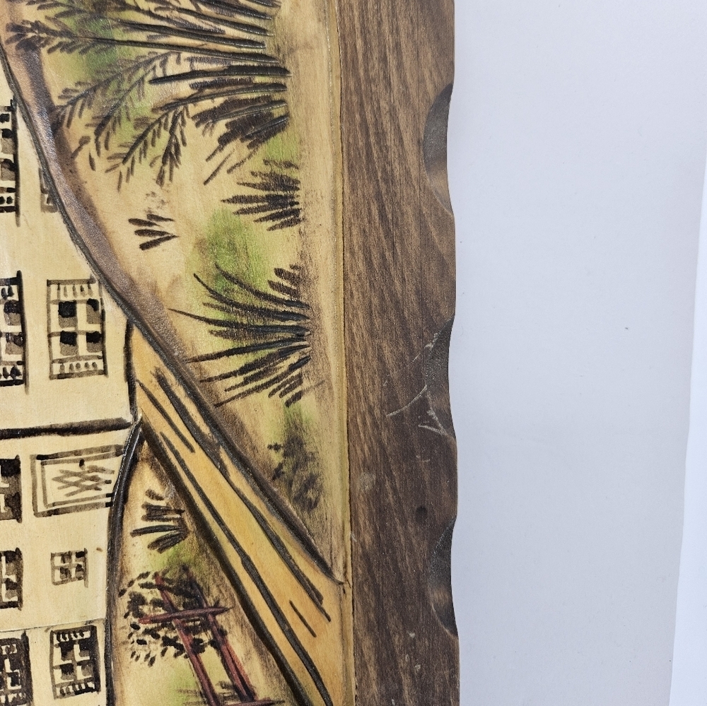 Hand Carved 3-D Wood Village Country Side Farm Life Hand Painted Picture - Picture 7 of 10